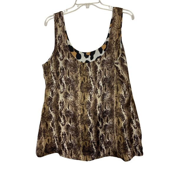 Reversible Snake Print & Leopard Sleeveless Tank Top Large Classic Basic Cute - Picture 2 of 6